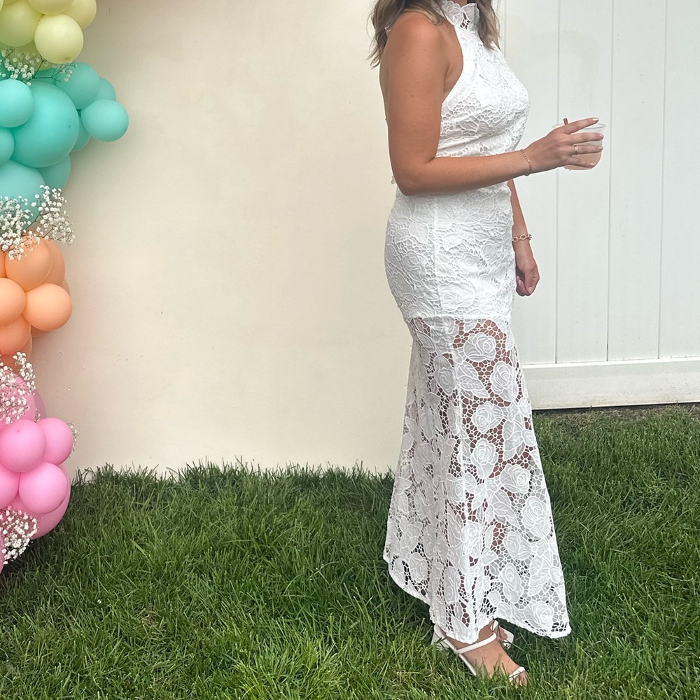 White floral maxi dress